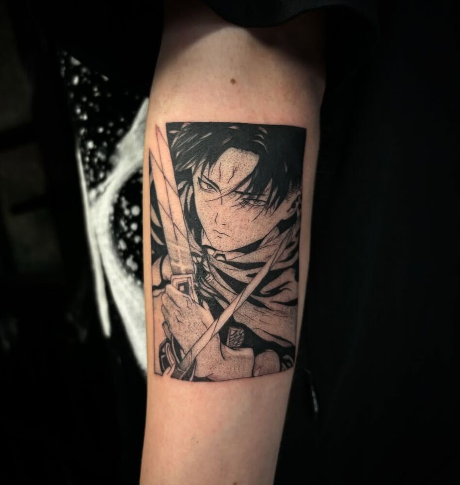 Tatuaż anime Levi Ackerman z mangi Attack on Titan – tatuaż anime Gniezno